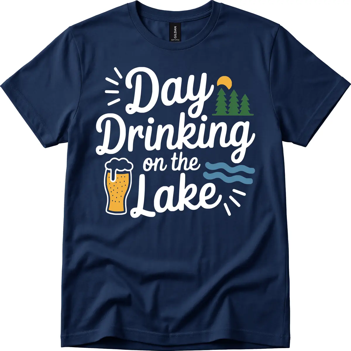 Day Drinking On The Lake Apparel T-Shirt in Navy