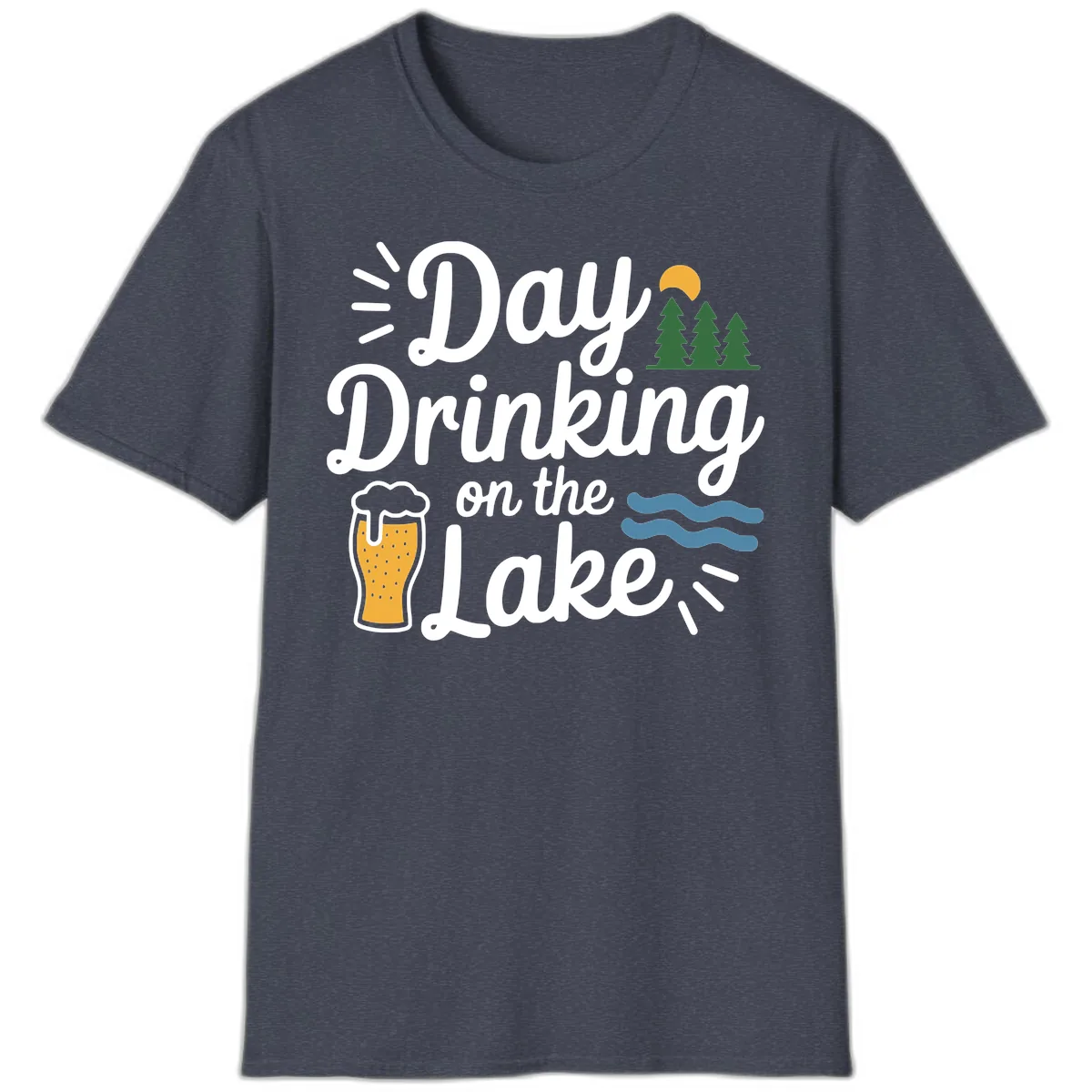 Day Drinking On The Lake Apparel T-Shirt in Heather Navy