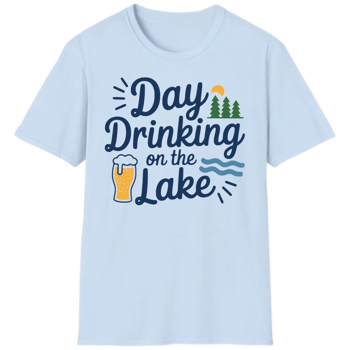 Day Drinking On The Lake Apparel T-Shirt in Light Blue