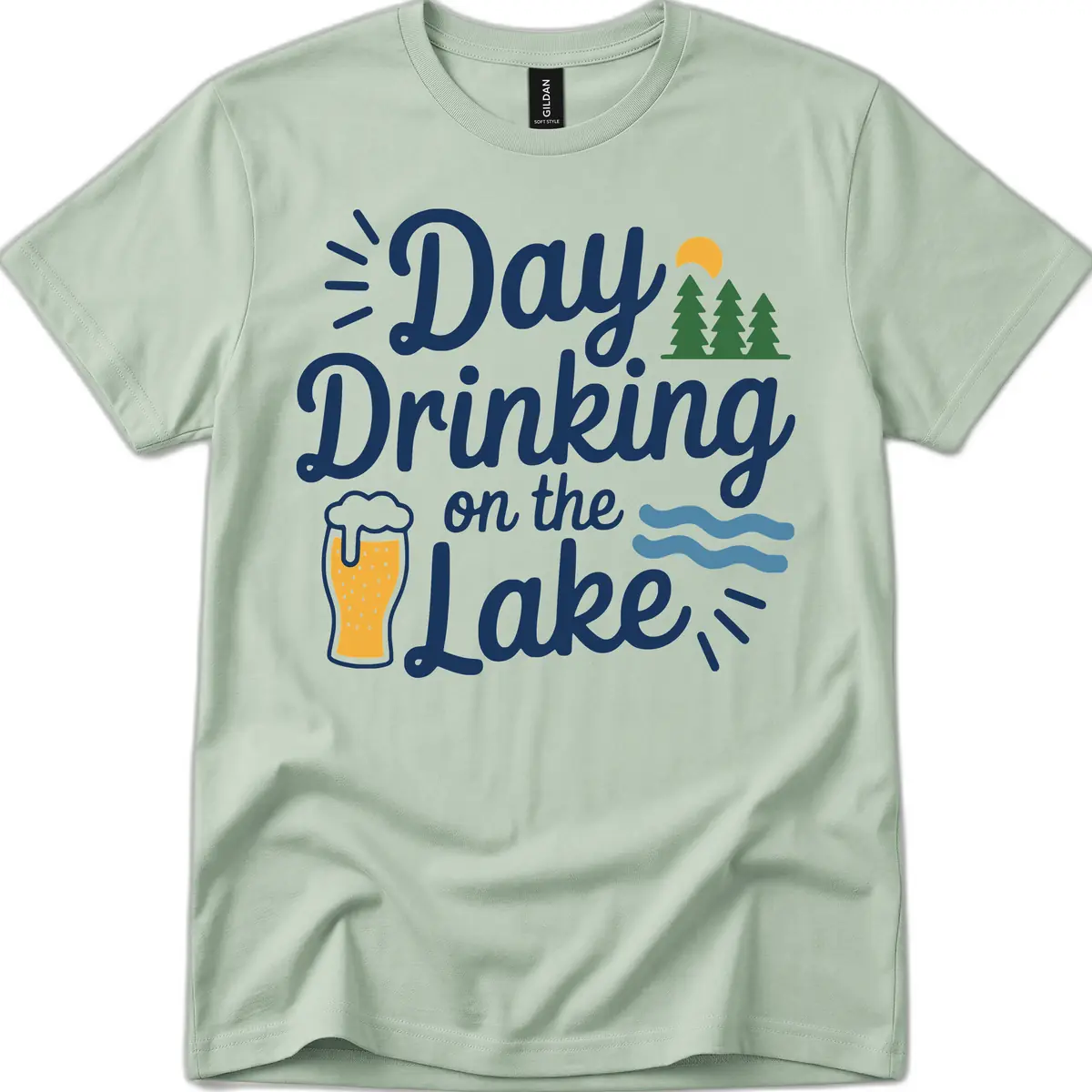 Day Drinking On The Lake Apparel T-Shirt in Sage
