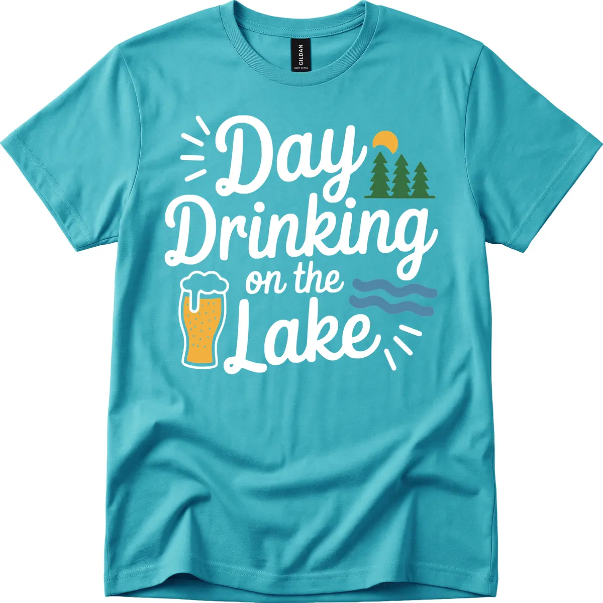 Day Drinking On The Lake Apparel T-Shirt in Tropical Blue