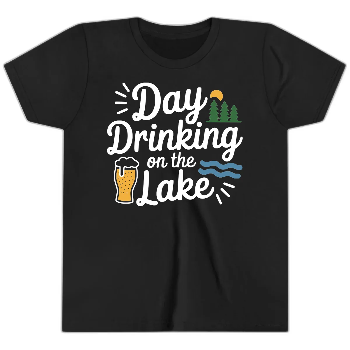 Day Drinking On The Lake Apparel Youth T-Shirt in Black