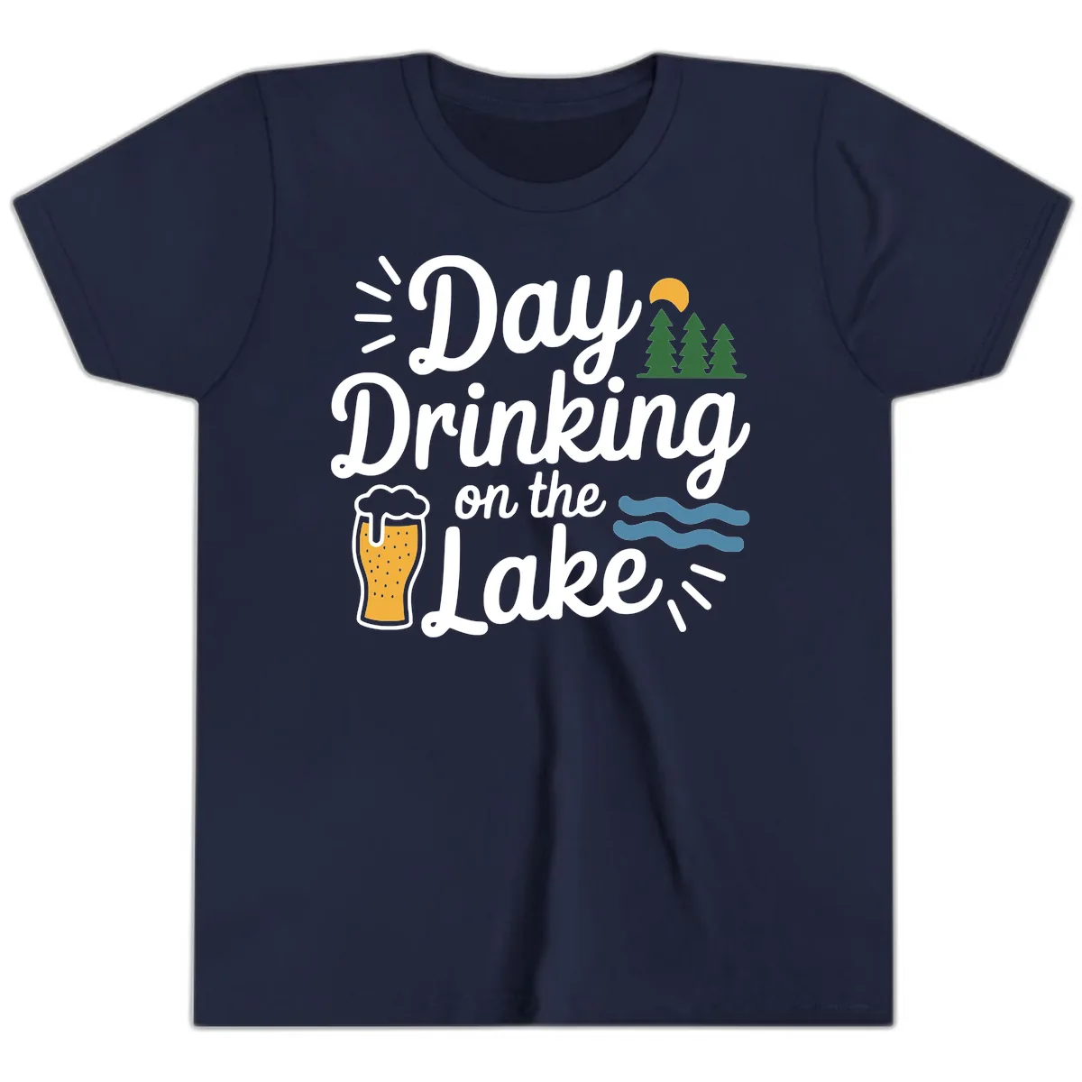 Day Drinking On The Lake Apparel Youth T-Shirt in Navy