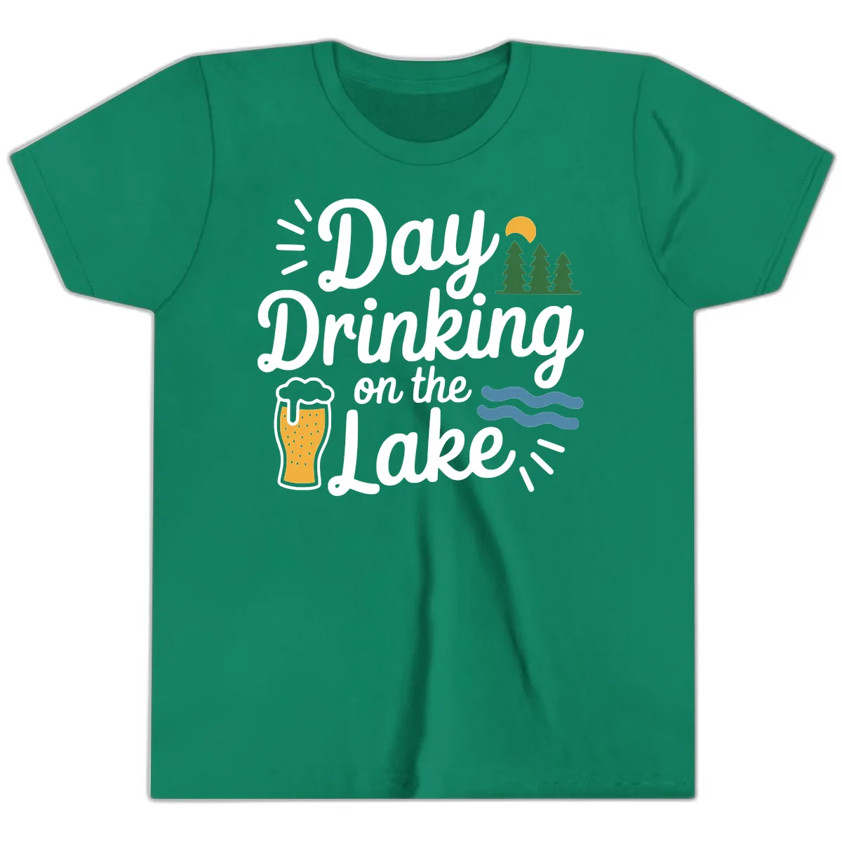 Day Drinking On The Lake Apparel Youth T-Shirt in Kelly