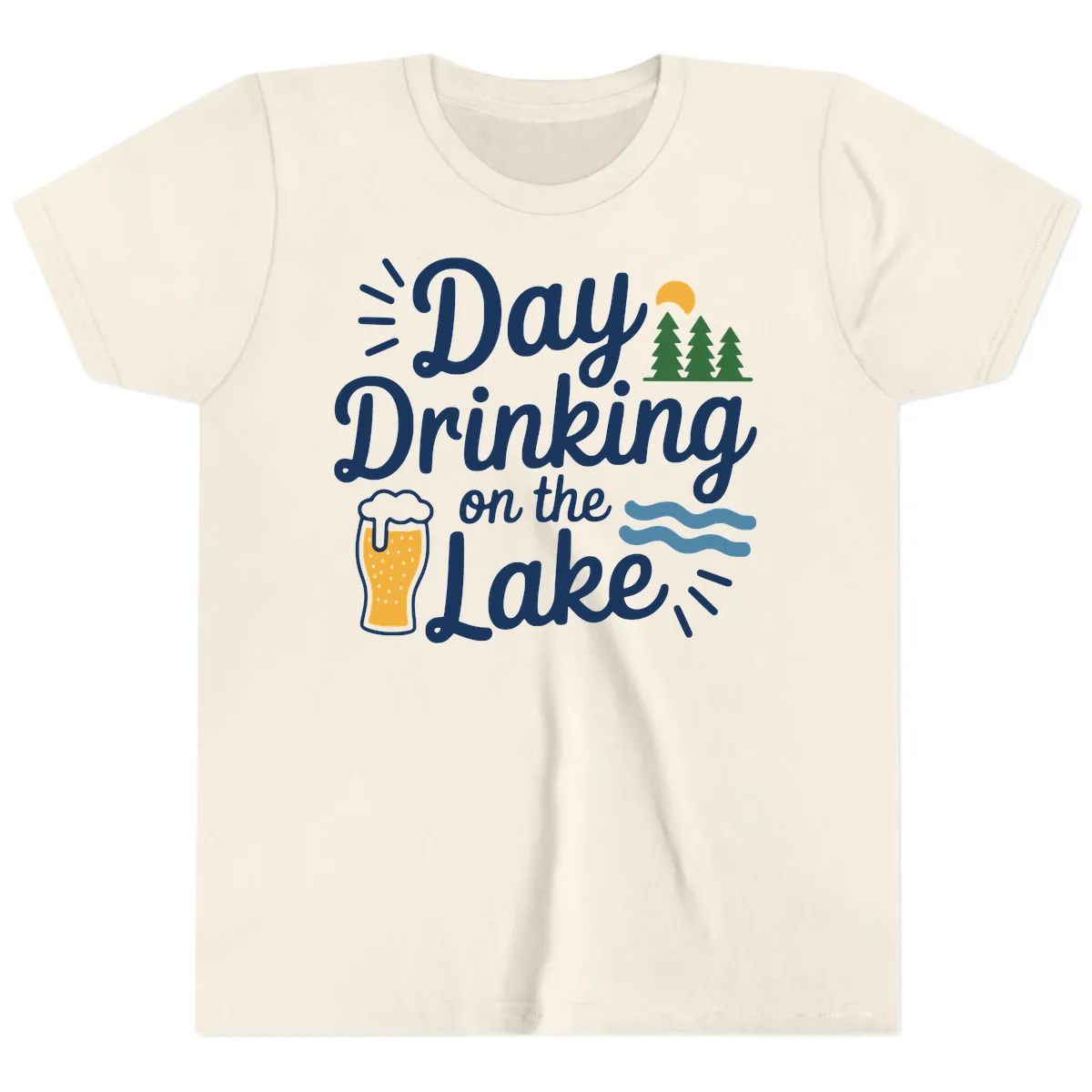 Day Drinking On The Lake Apparel Youth T-Shirt in Natural