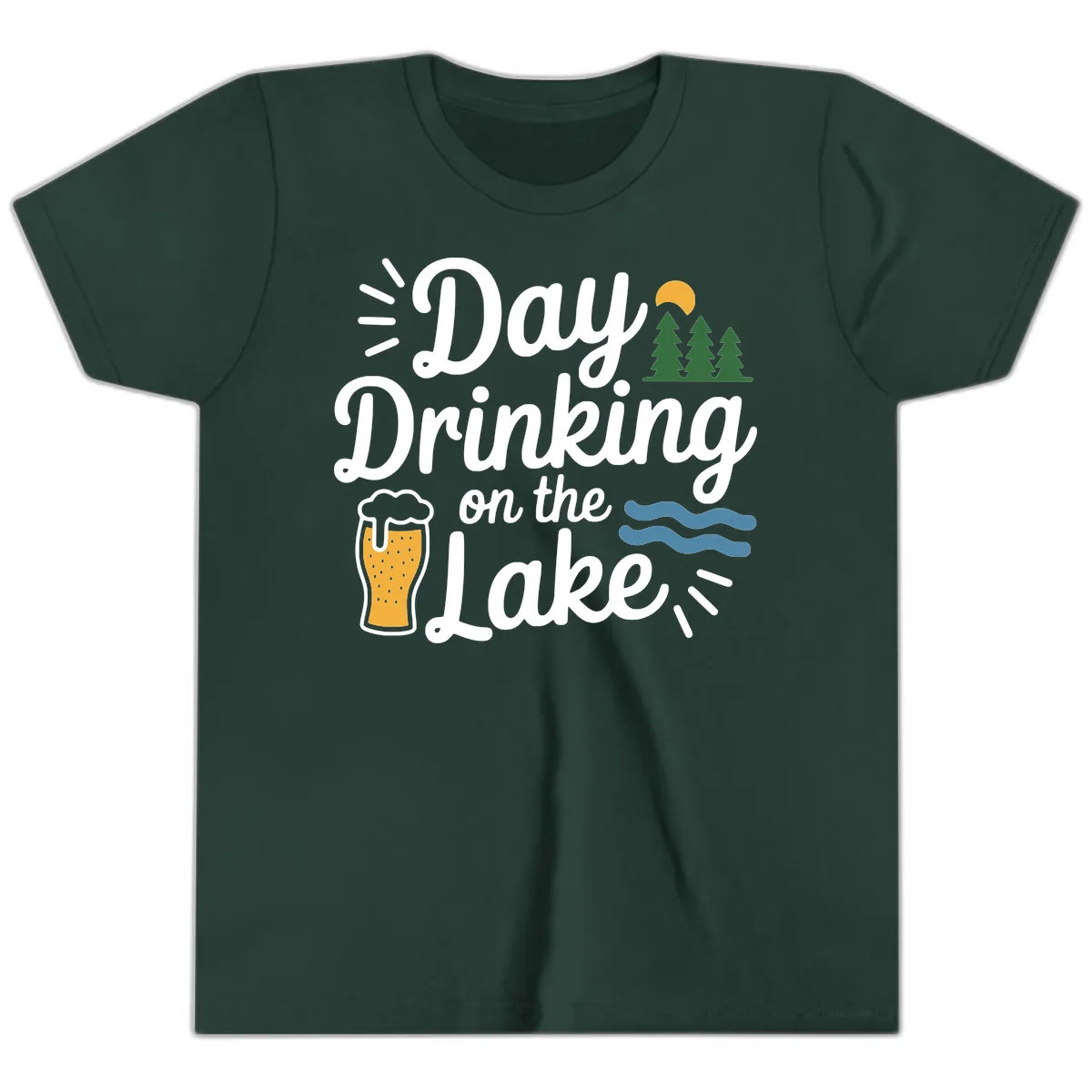 Day Drinking On The Lake Apparel Youth T-Shirt in Forest