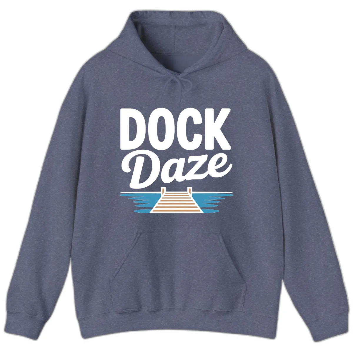 Dock Daze Lakeside Fun Hoodie in Heather Navy