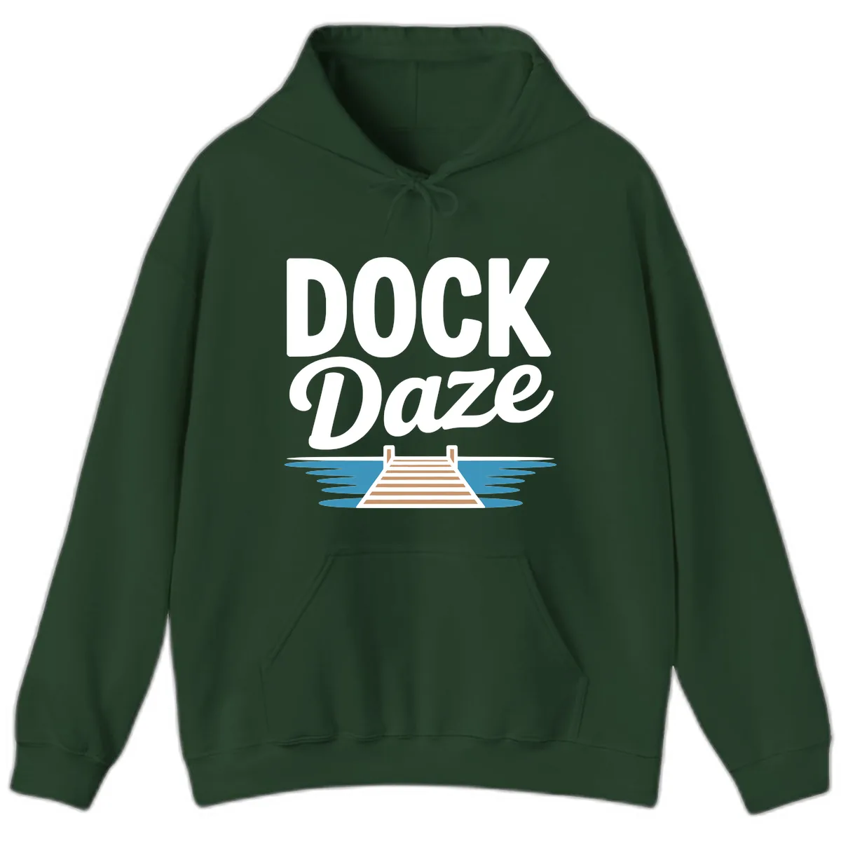 Dock Daze Lakeside Fun Hoodie in Forest Green