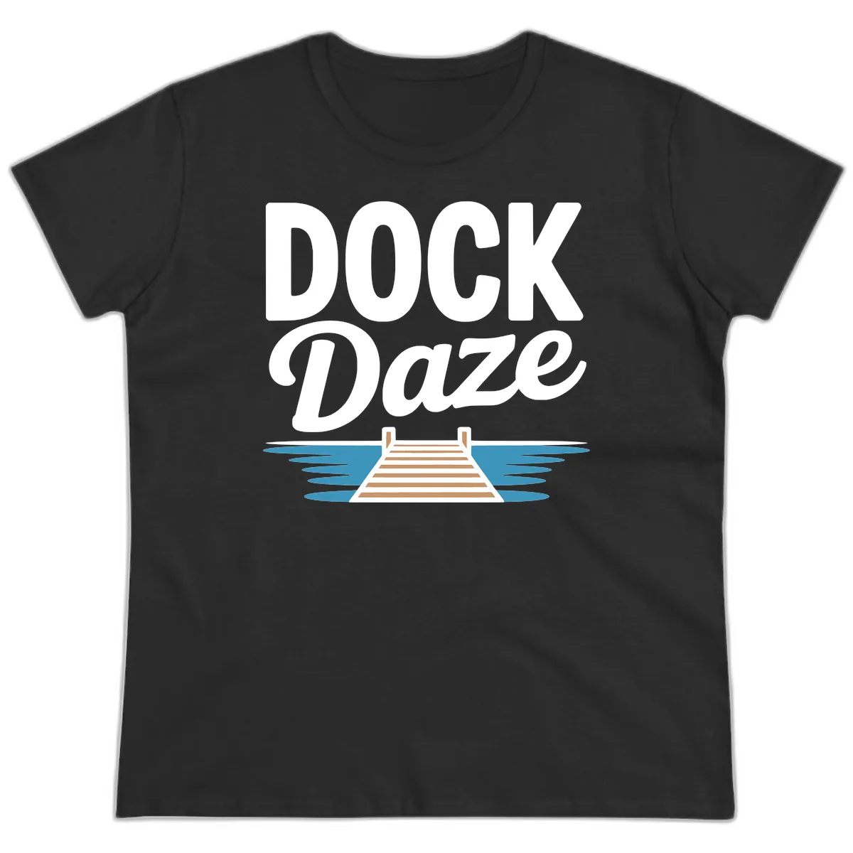 Dock Daze Lakeside Fun Ladies Tee in Black