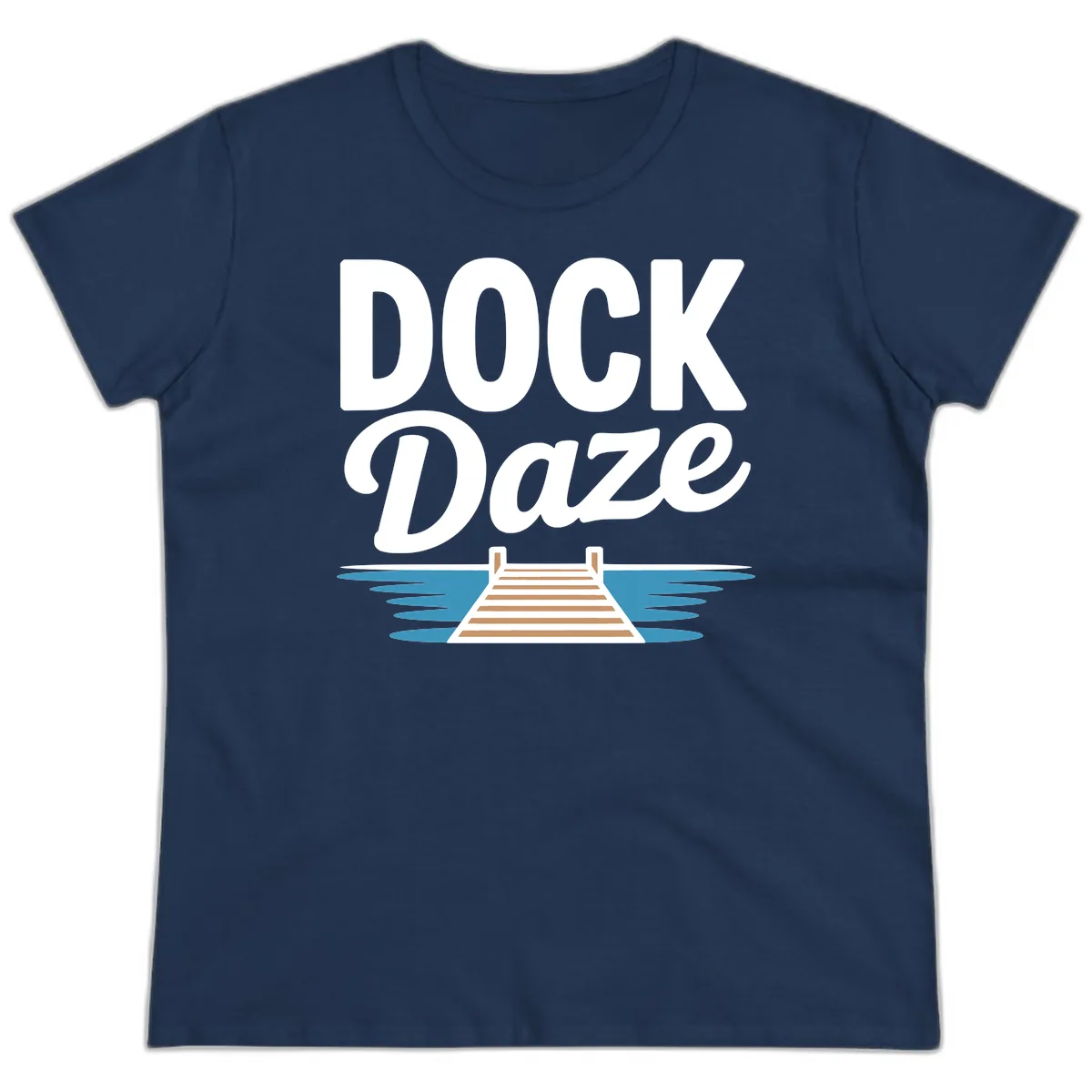 Dock Daze Lakeside Fun Ladies Tee in Navy