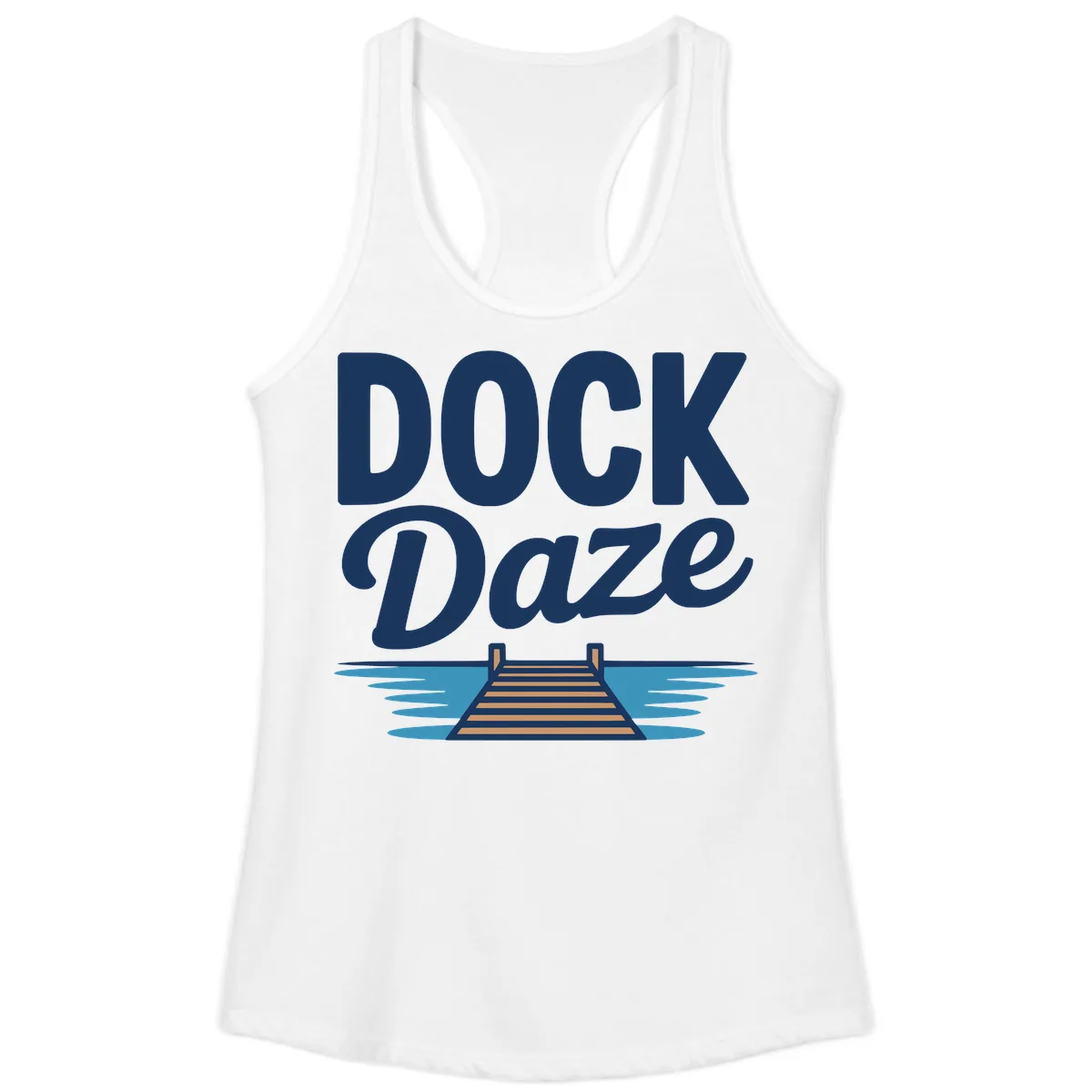 Dock Daze Lakeside Fun Ladies Tank in White