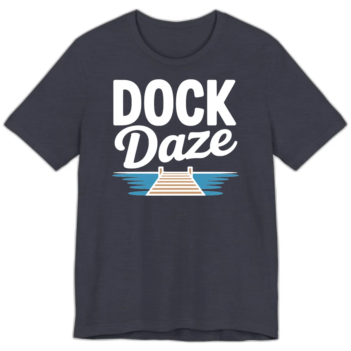 Dock Daze Lakeside Fun Premium T-Shirt in Heather Midnight Navy