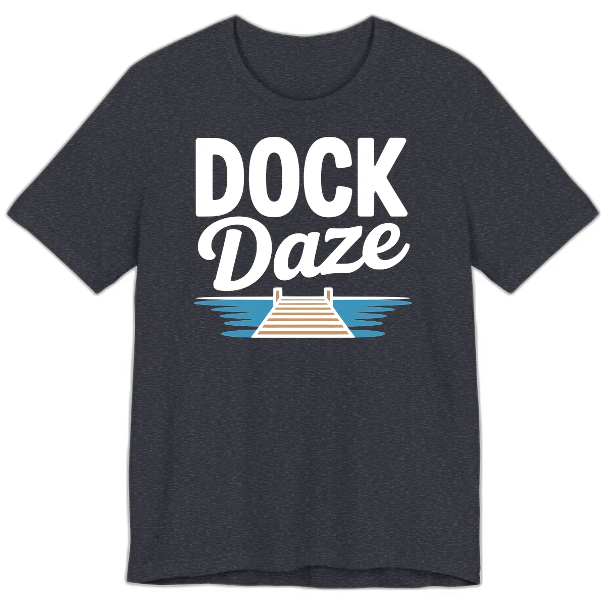 Dock Daze Lakeside Fun Premium T-Shirt in Heather Navy