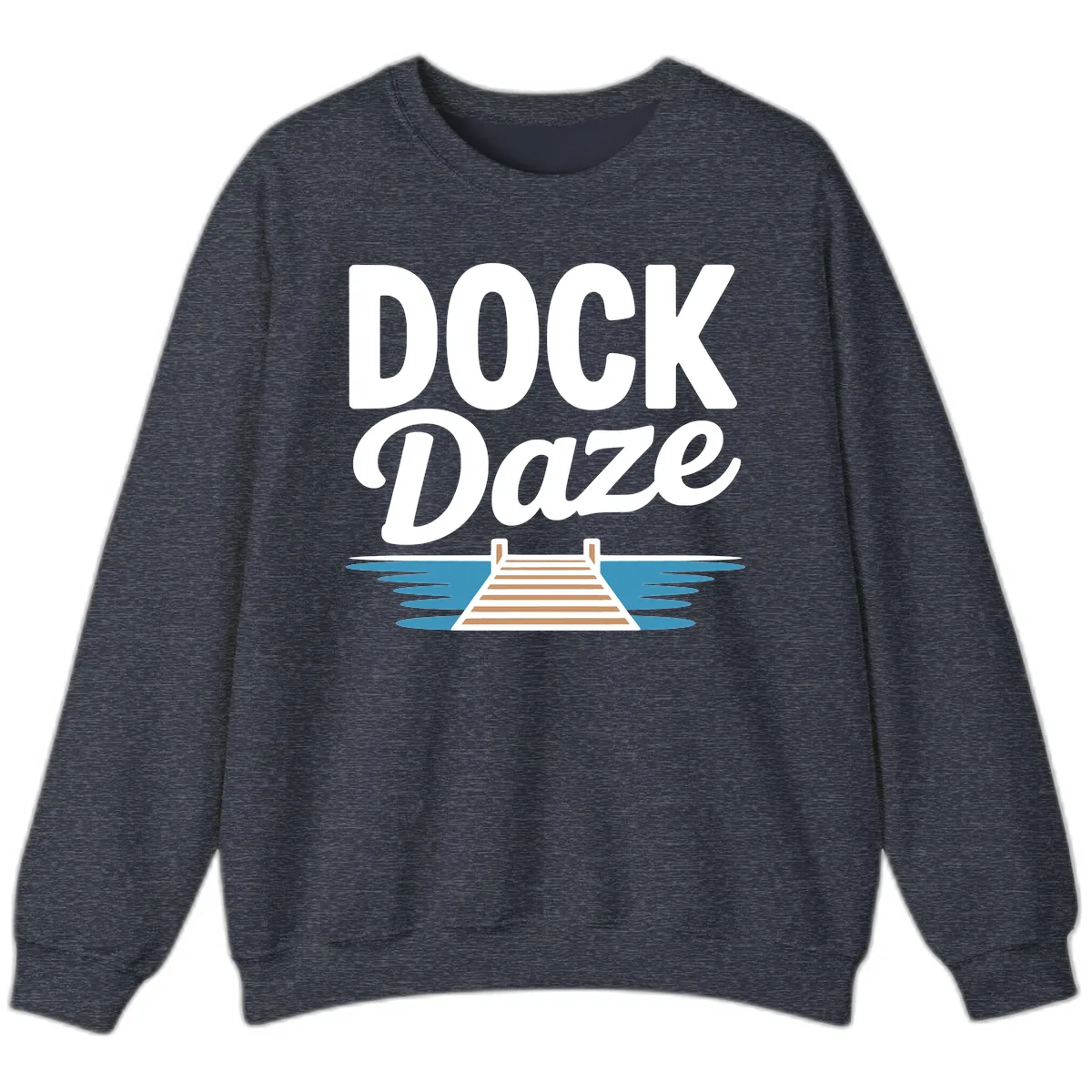 Dock Daze Lakeside Fun Sweatshirt in Heather Sport Dark Navy