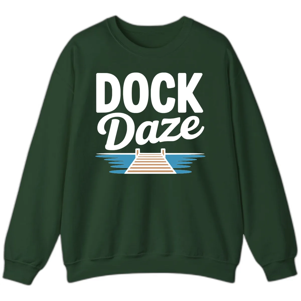 Dock Daze Lakeside Fun Sweatshirt in Forest Green