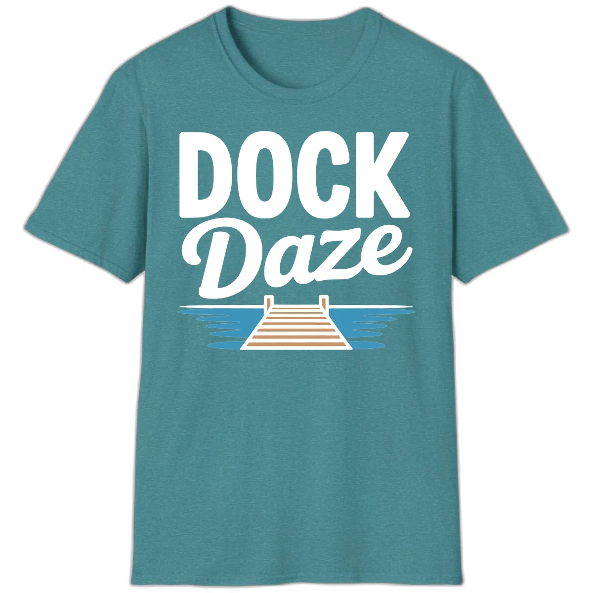 Dock Daze Lakeside Fun T-Shirt in Heather Galapagos Blue