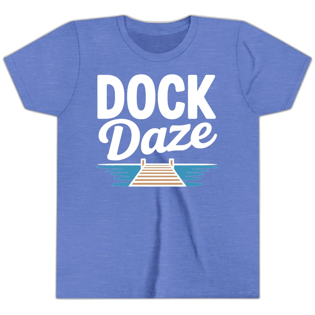 Dock Daze Lakeside Fun Youth T-Shirt in Heather Columbia Blue