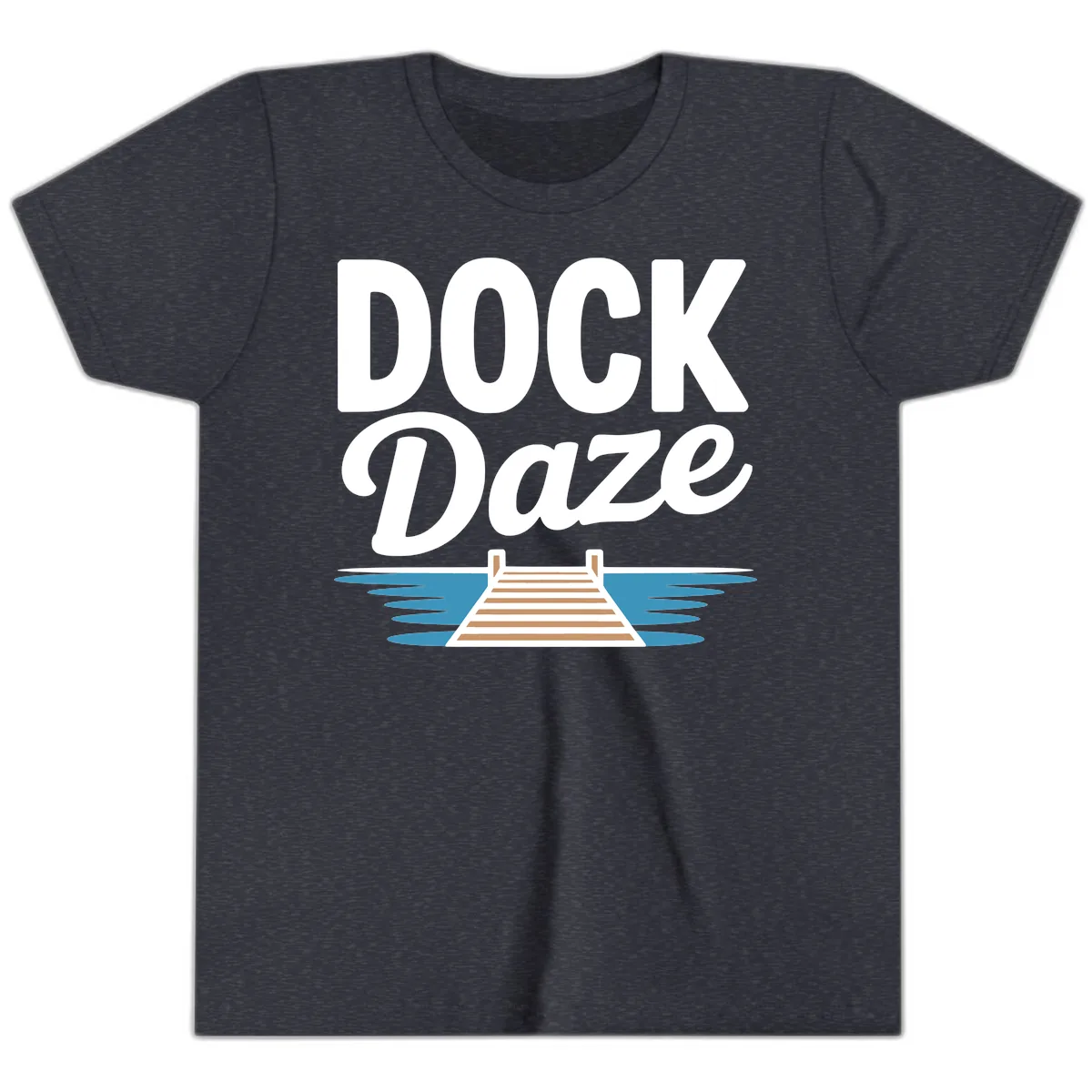 Dock Daze Lakeside Fun Youth T-Shirt in Heather Navy