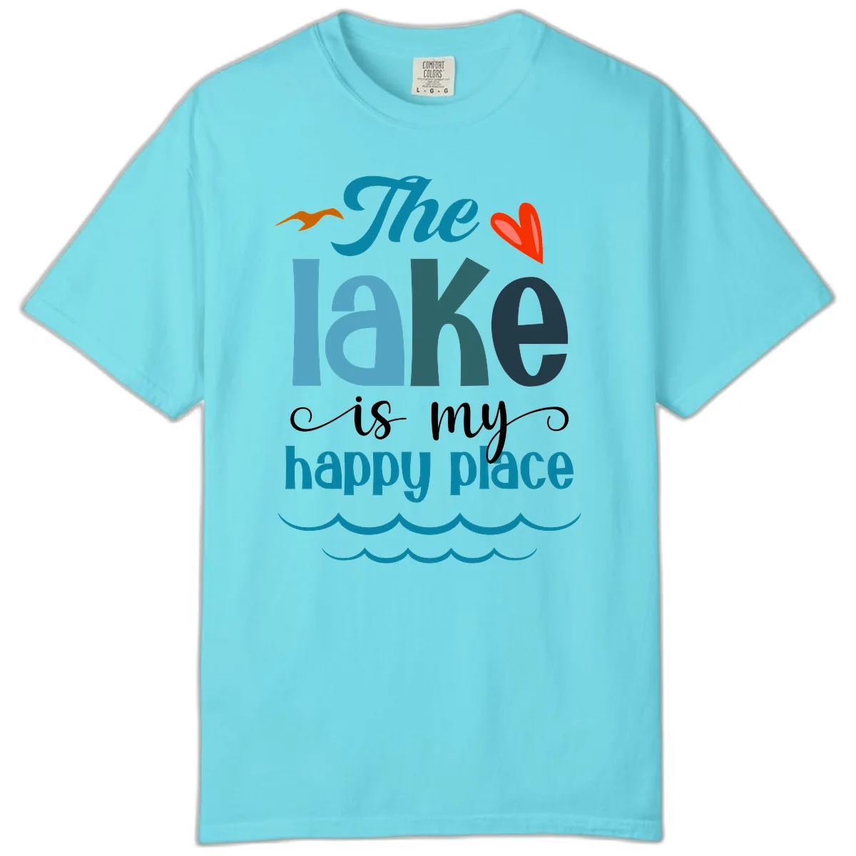 The Lake Is My Happy Place Comfort Color in Lagoon Blue