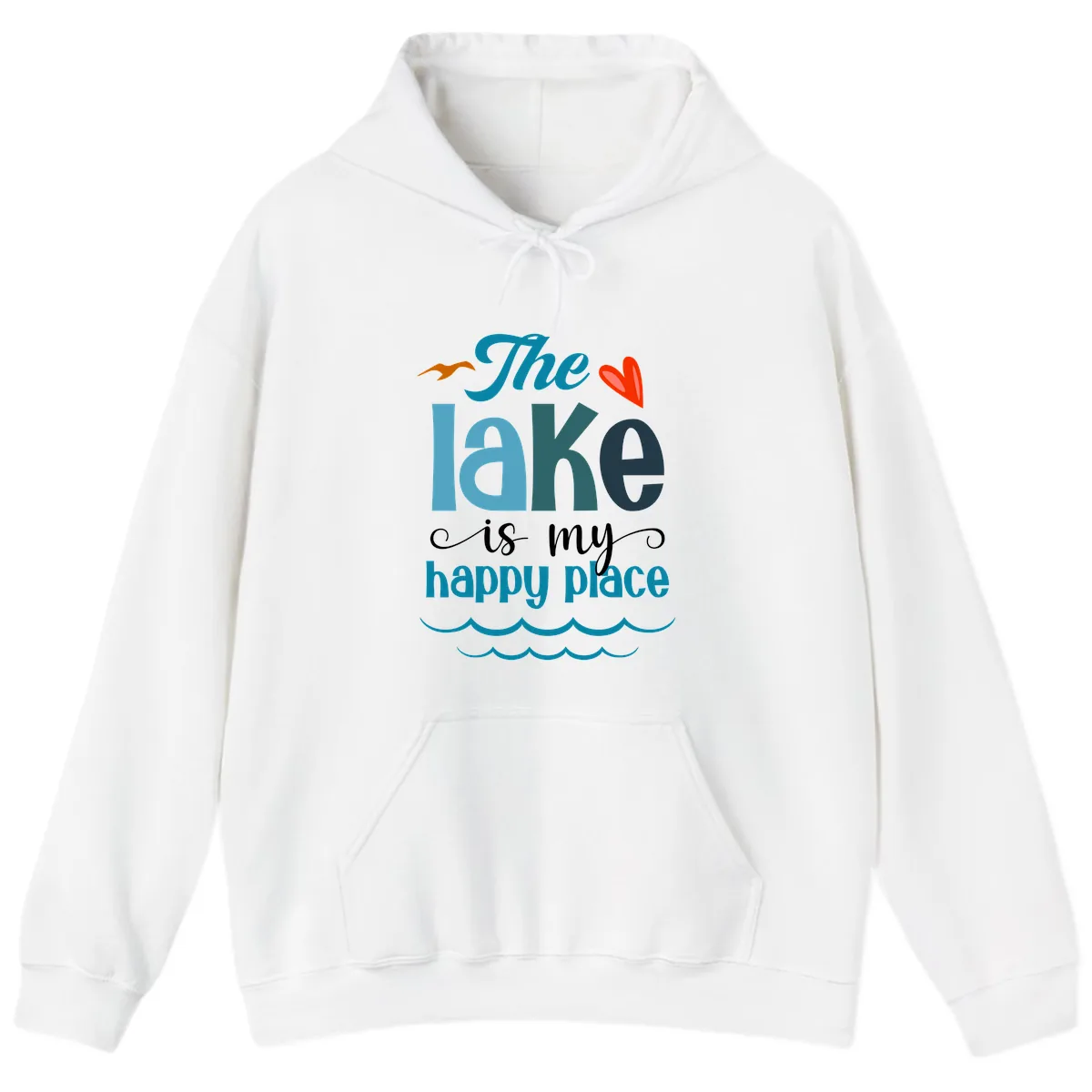 The Lake Is My Happy Place Hoodie in White