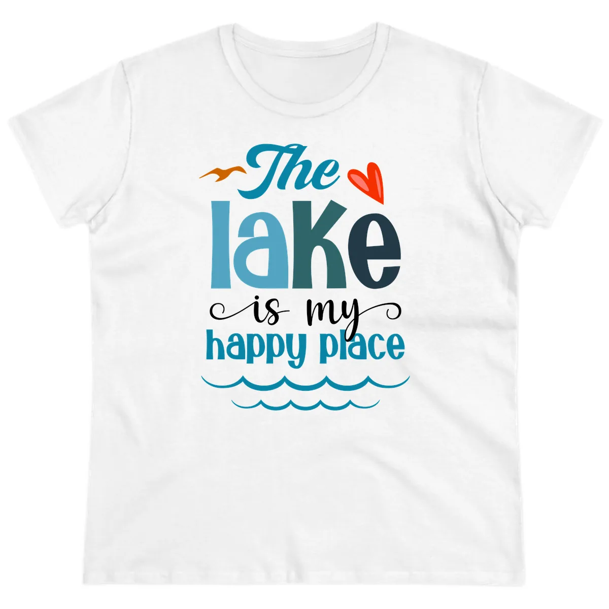 The Lake Is My Happy Place Ladies Tee in White