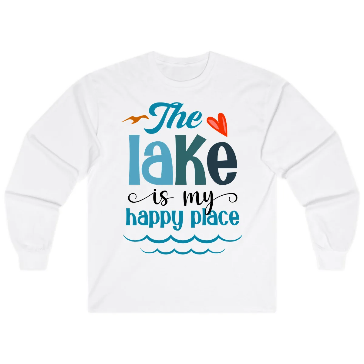The Lake Is My Happy Place Long Sleeve in White