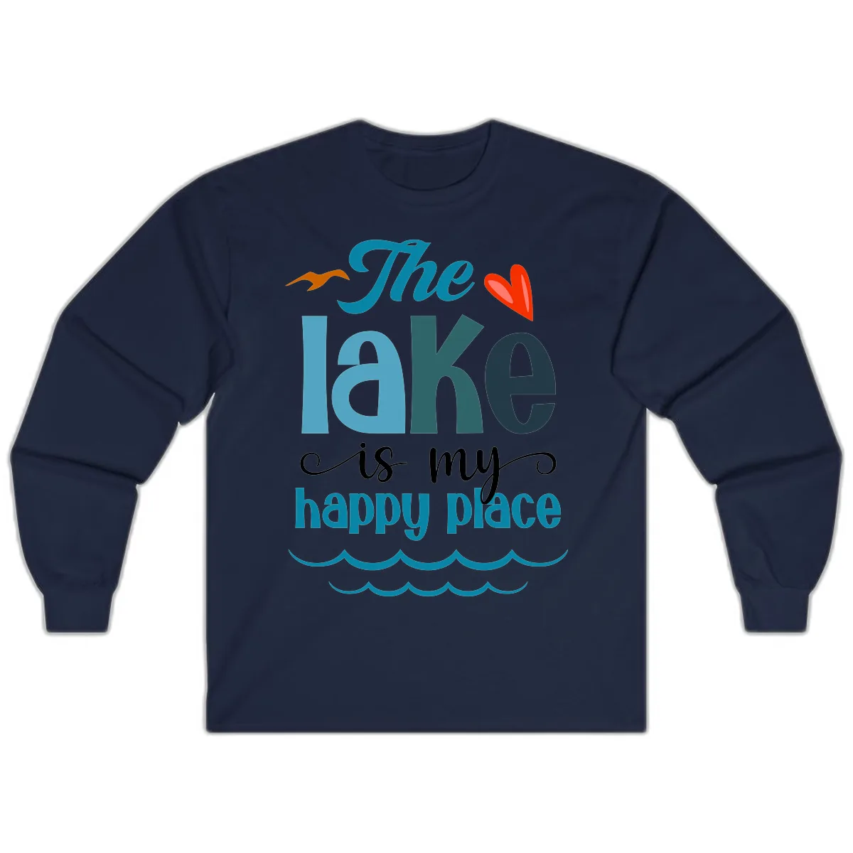 The Lake Is My Happy Place Long Sleeve in Navy