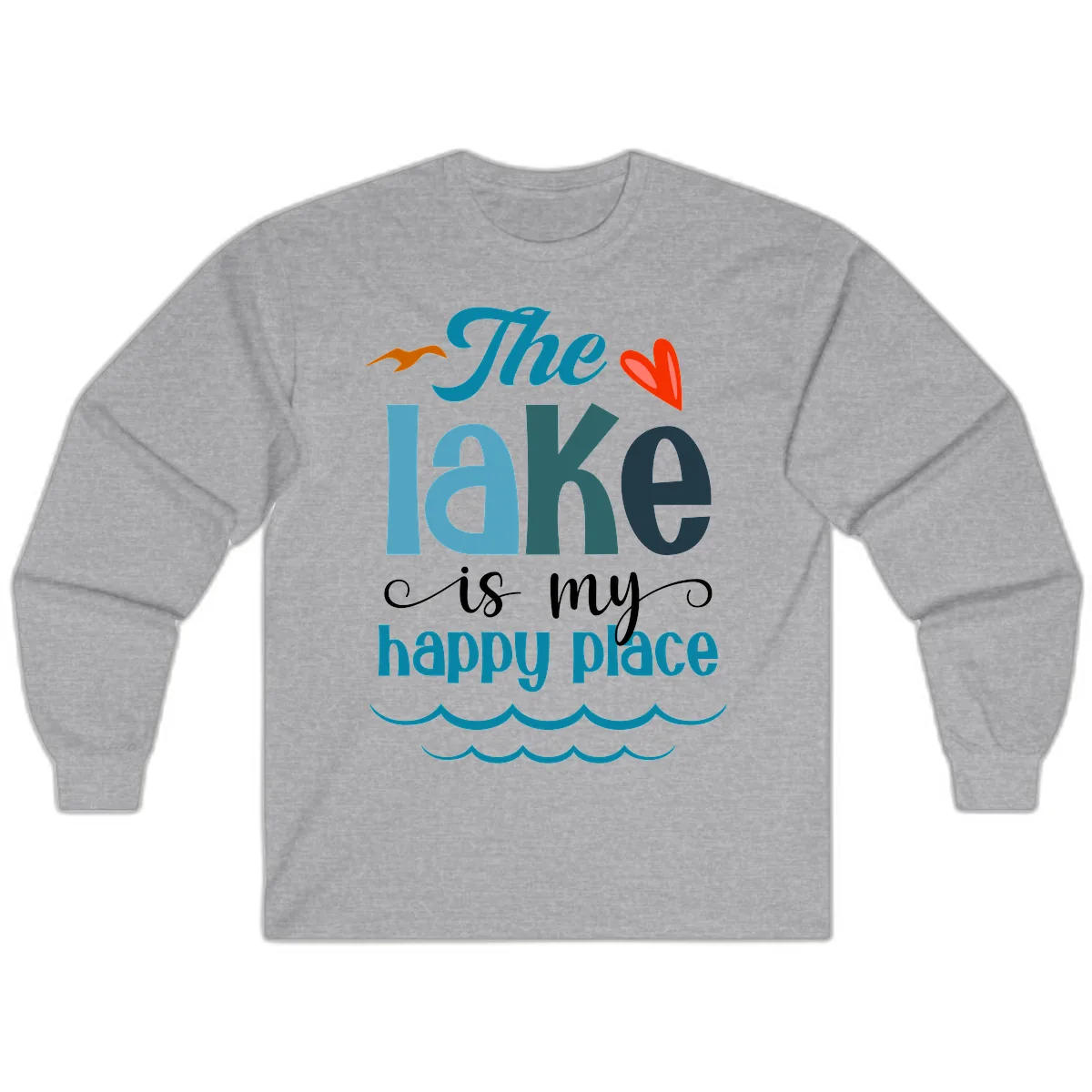 The Lake Is My Happy Place Long Sleeve in Sport Grey