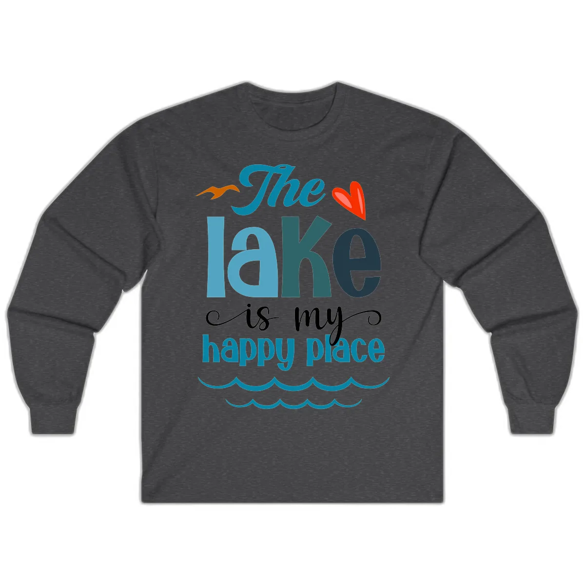 The Lake Is My Happy Place Long Sleeve in Dark Heather