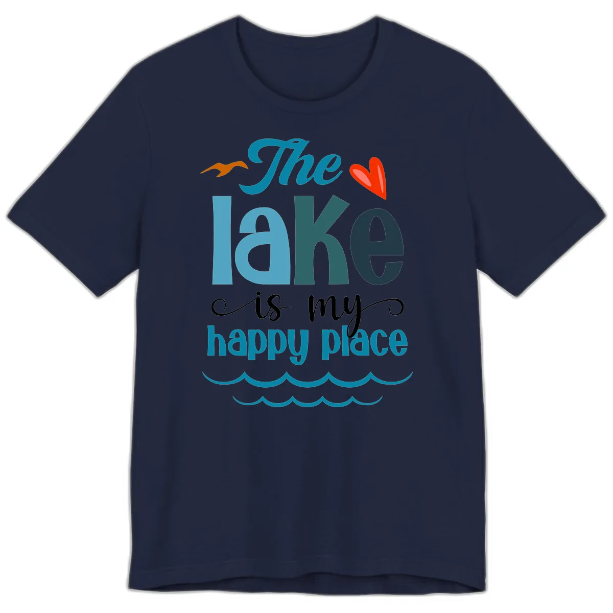The Lake Is My Happy Place Premium T-Shirt in Navy