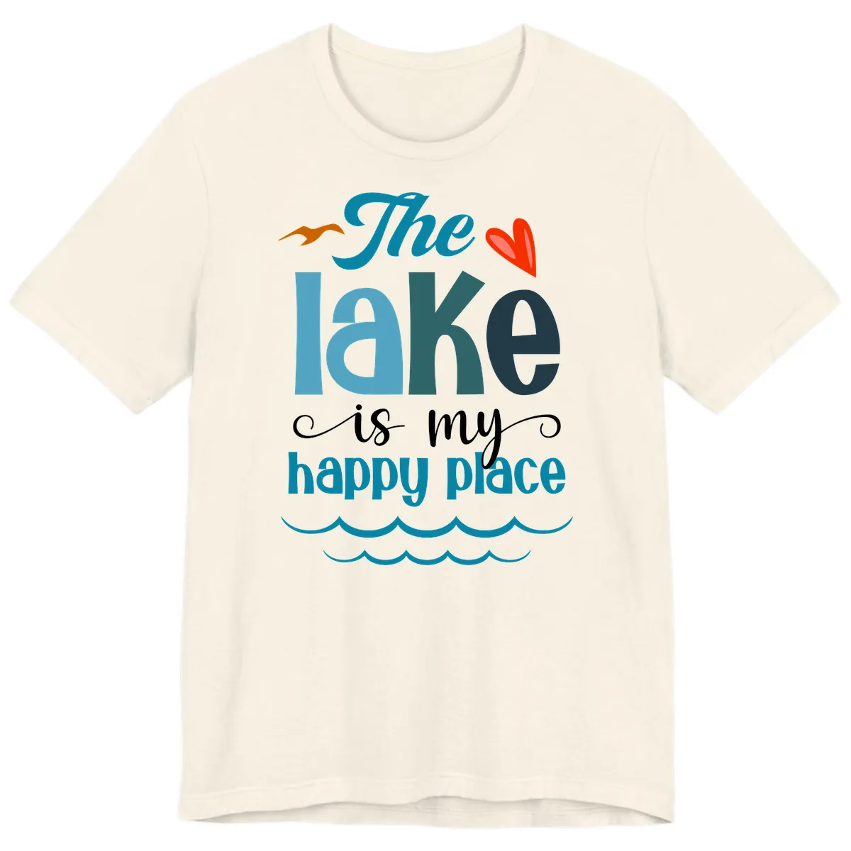 The Lake Is My Happy Place Premium T-Shirt in Natural