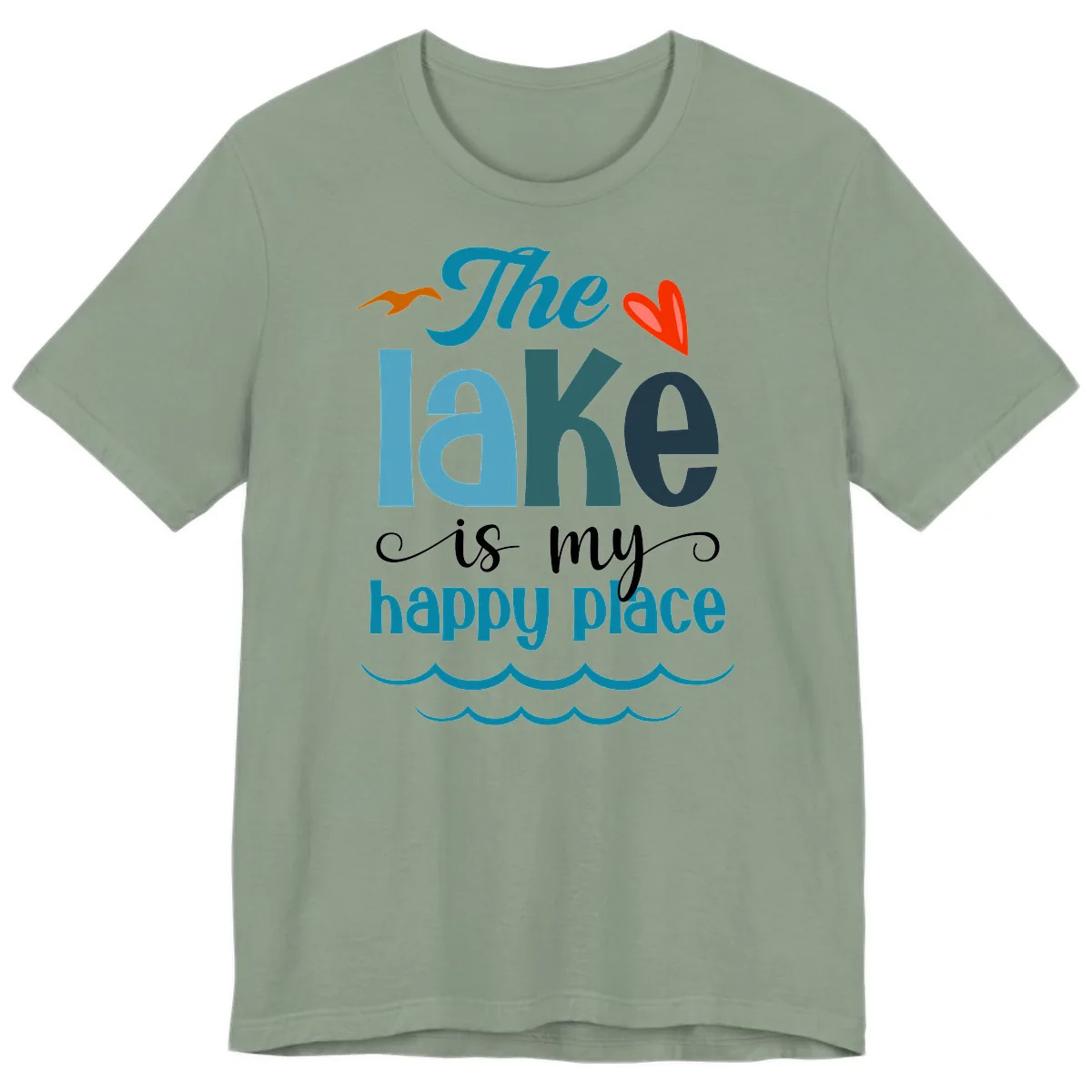 The Lake Is My Happy Place Premium T-Shirt in Sage