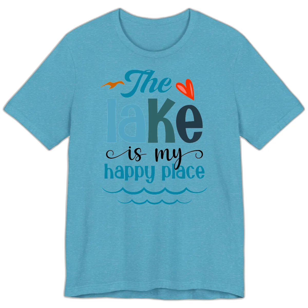 The Lake Is My Happy Place Premium T-Shirt in Heather Aqua