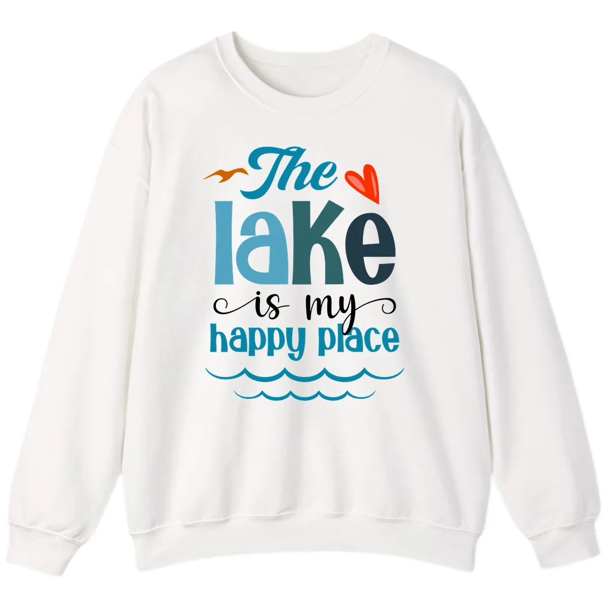 The Lake Is My Happy Place Sweatshirt in White