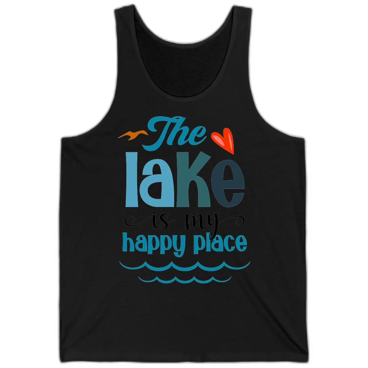 The Lake Is My Happy Place Tank in Black