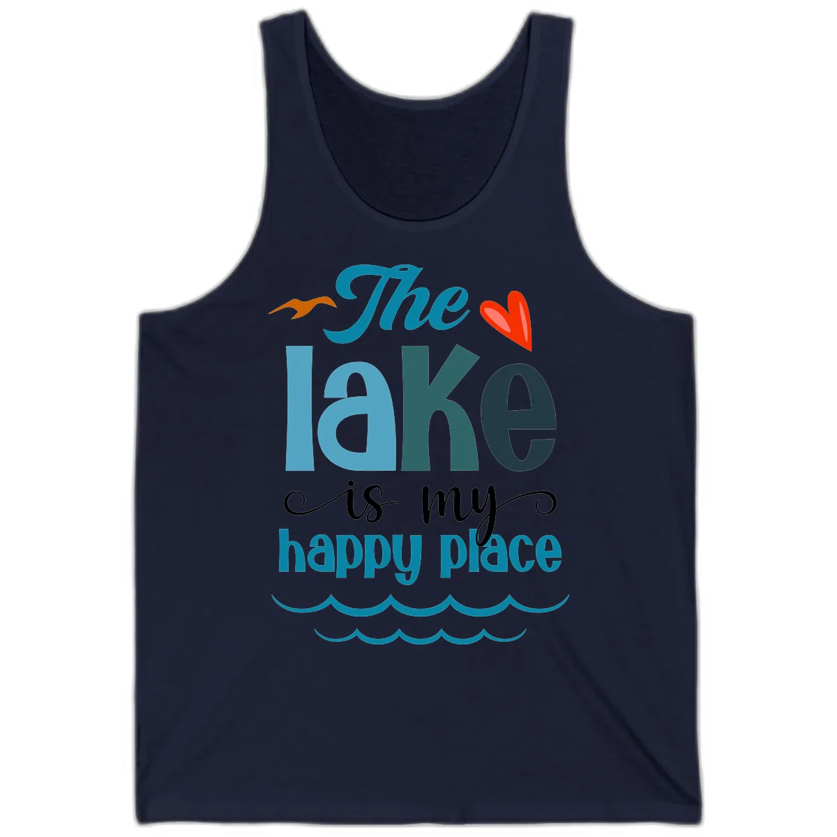 The Lake Is My Happy Place Tank in Navy