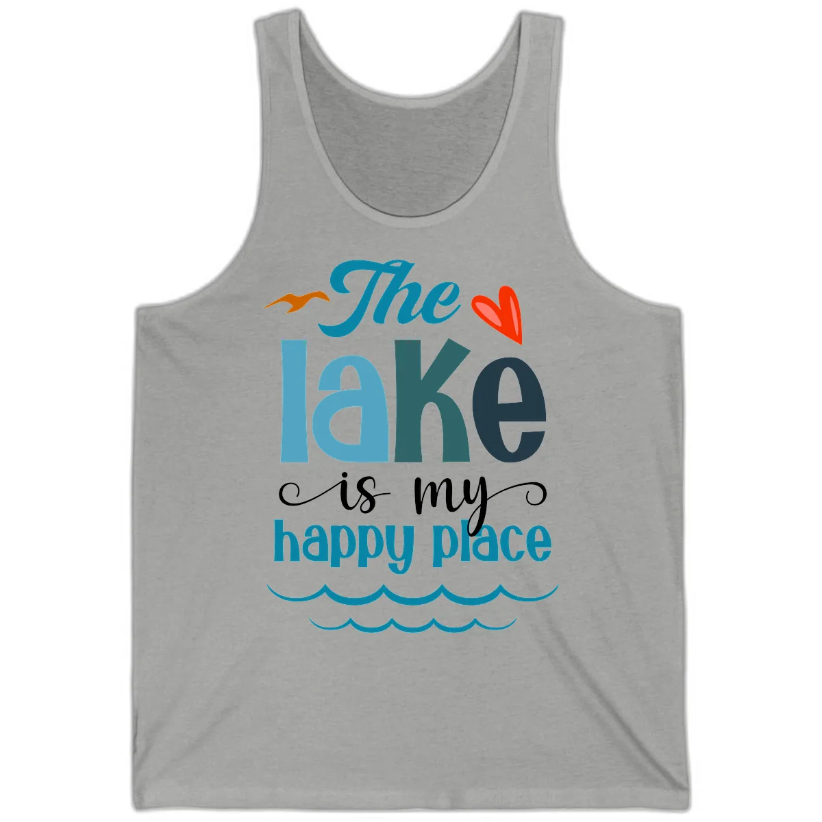 The Lake Is My Happy Place Tank in Athletic Heather