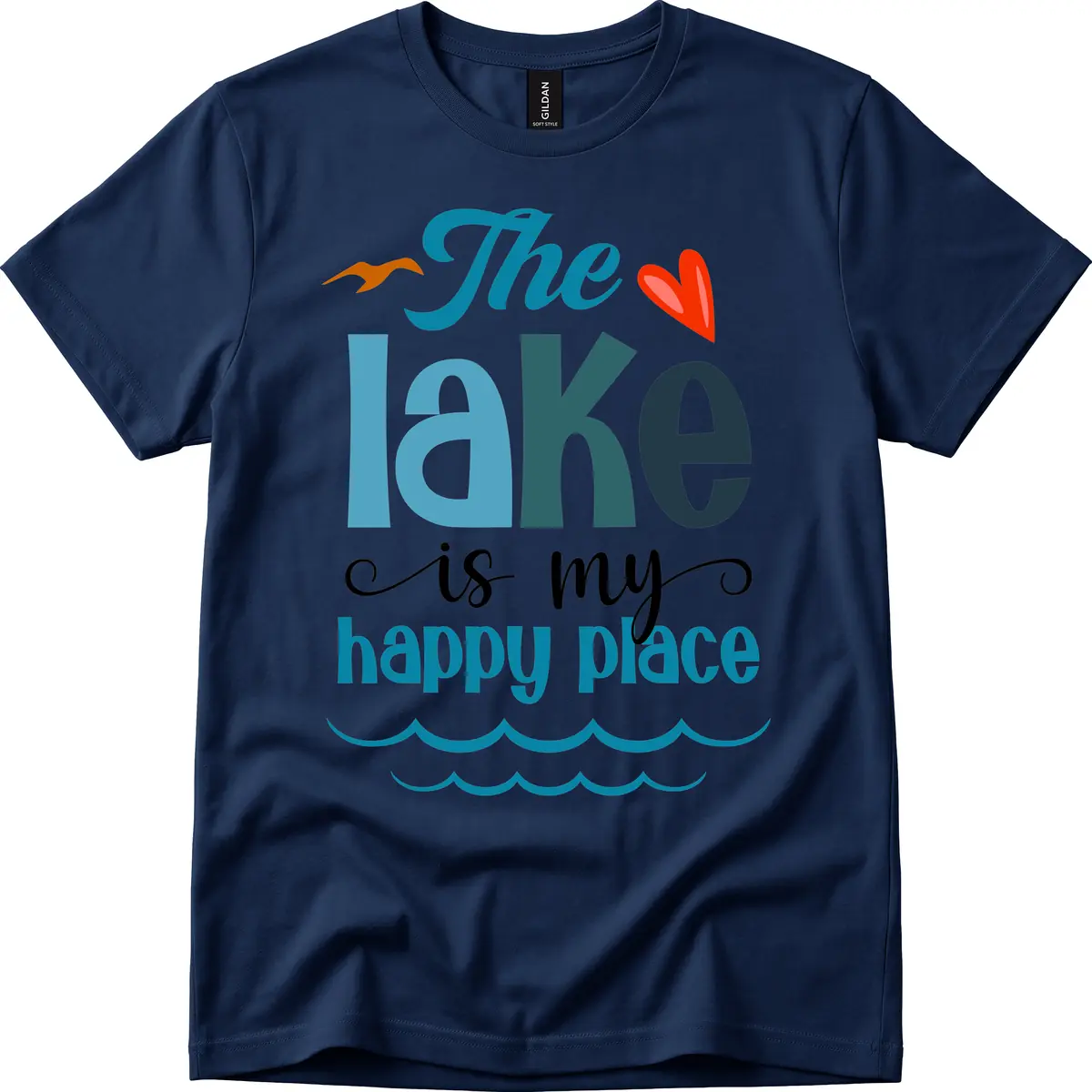 The Lake Is My Happy Place T-Shirt in Navy