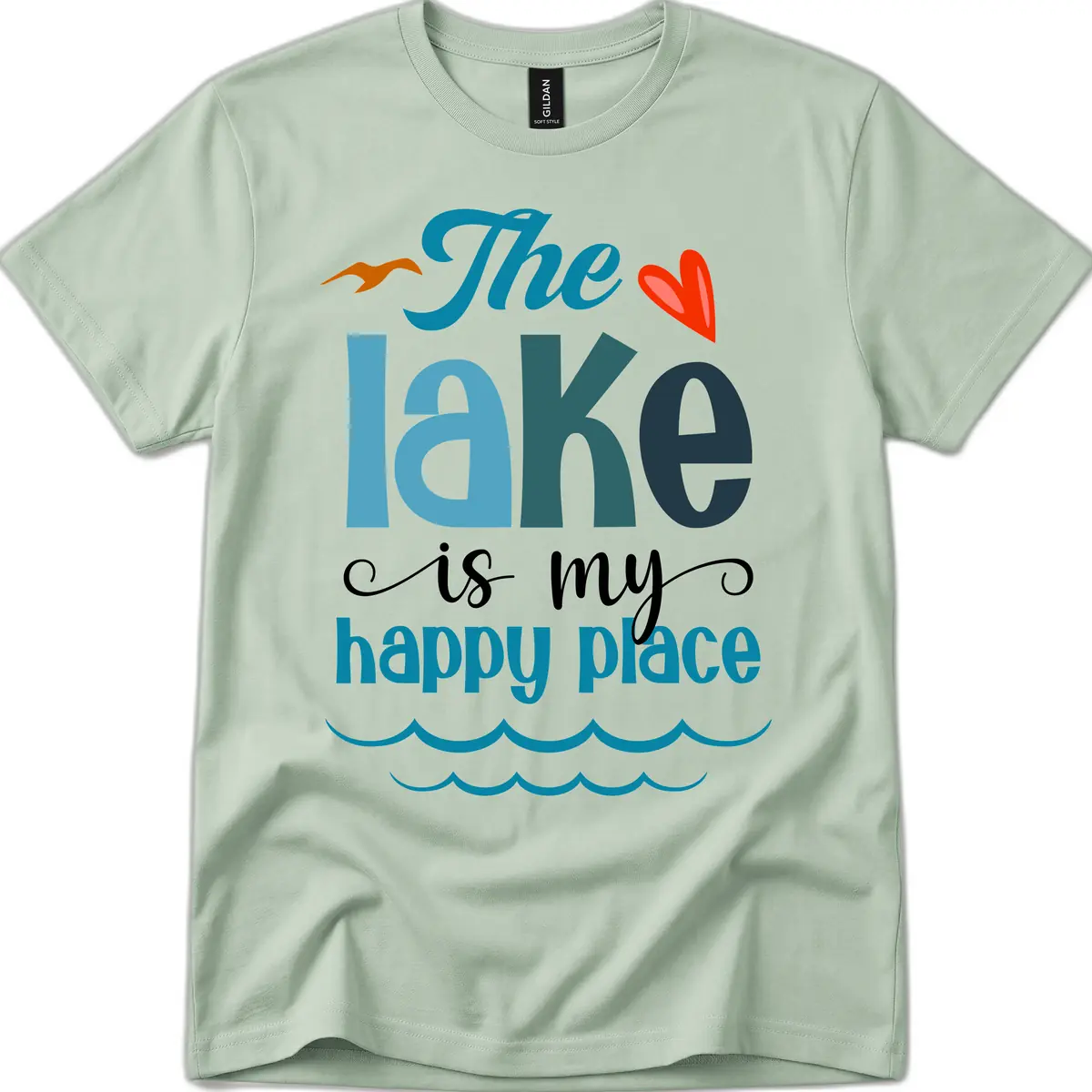 The Lake Is My Happy Place T-Shirt in Sage