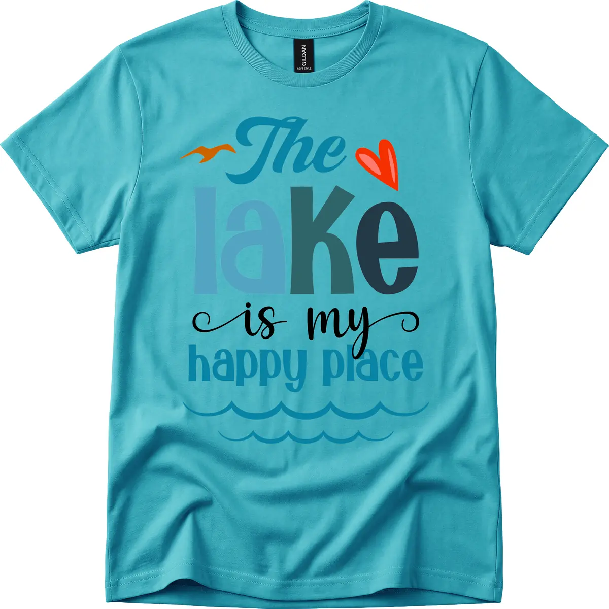 The Lake Is My Happy Place T-Shirt in Tropical Blue
