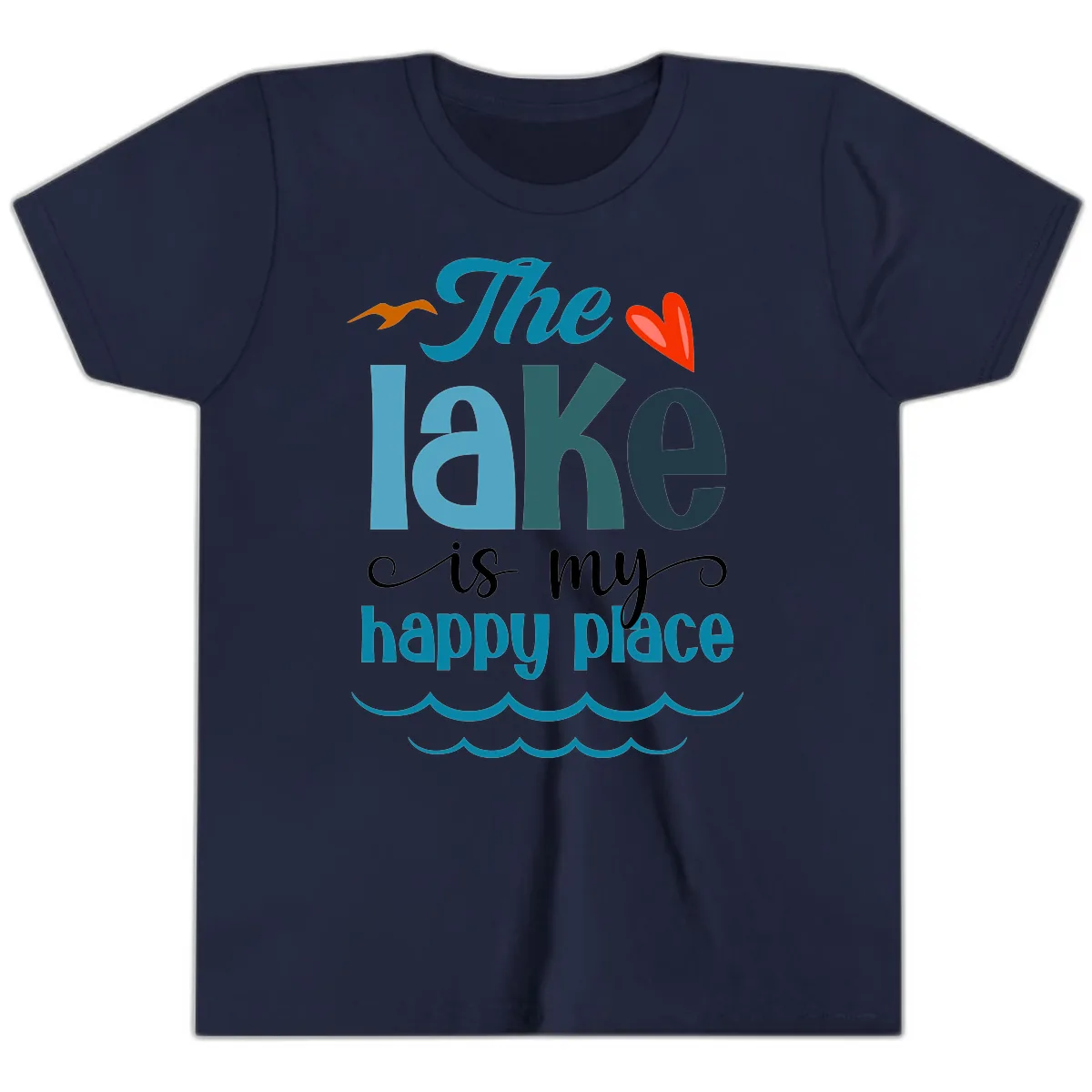The Lake Is My Happy Place Youth T-Shirt in Navy