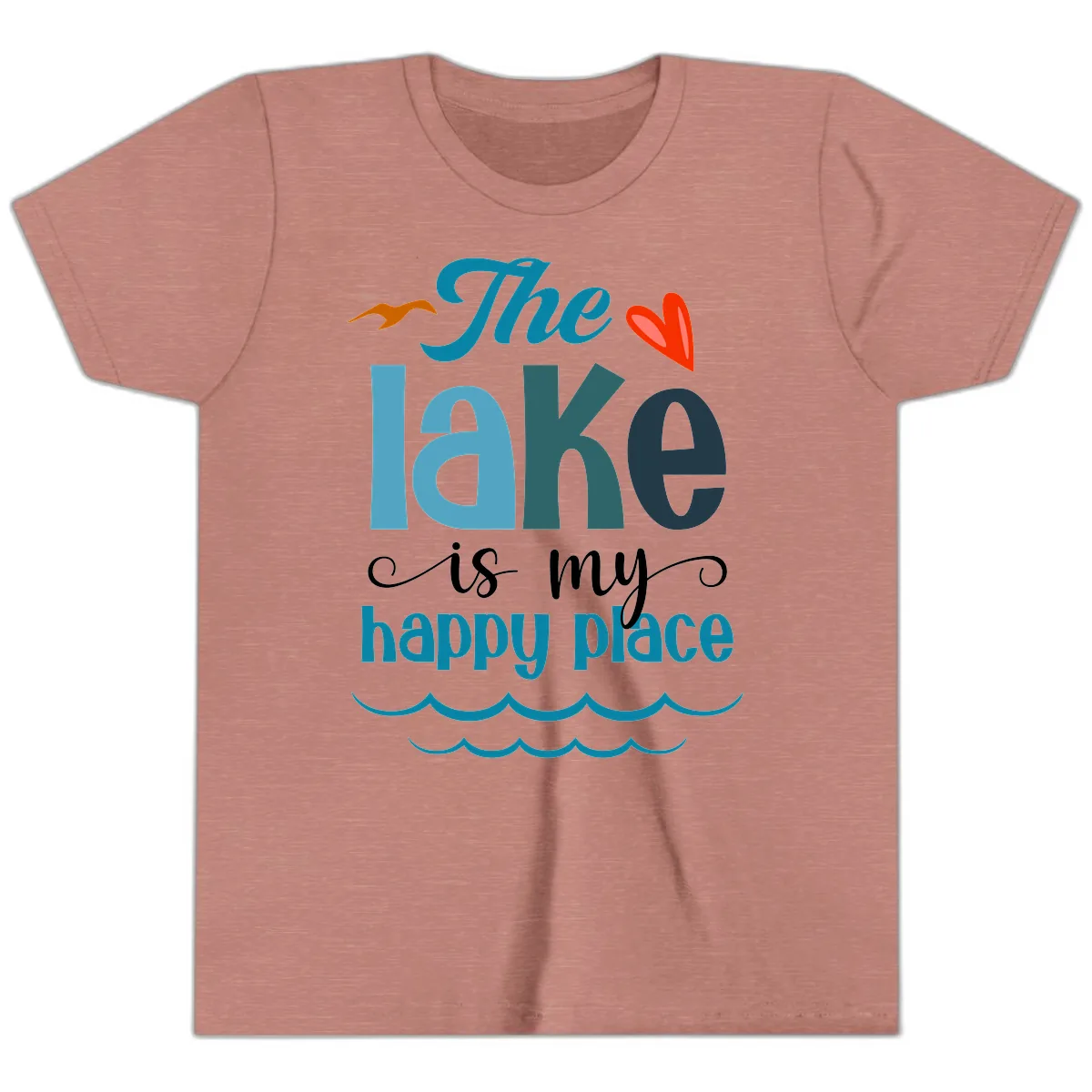 The Lake Is My Happy Place Youth T-Shirt in Heather Mauve