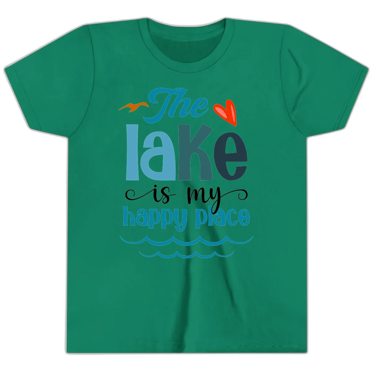 The Lake Is My Happy Place Youth T-Shirt in Kelly