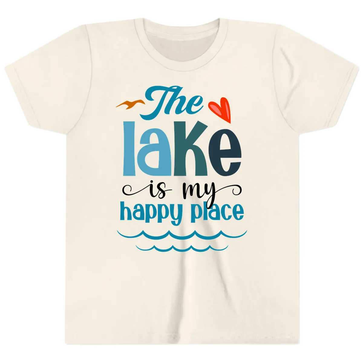 The Lake Is My Happy Place Youth T-Shirt in Natural