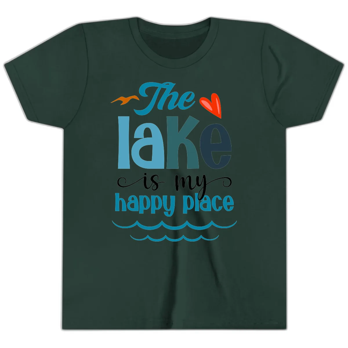 The Lake Is My Happy Place Youth T-Shirt in Forest