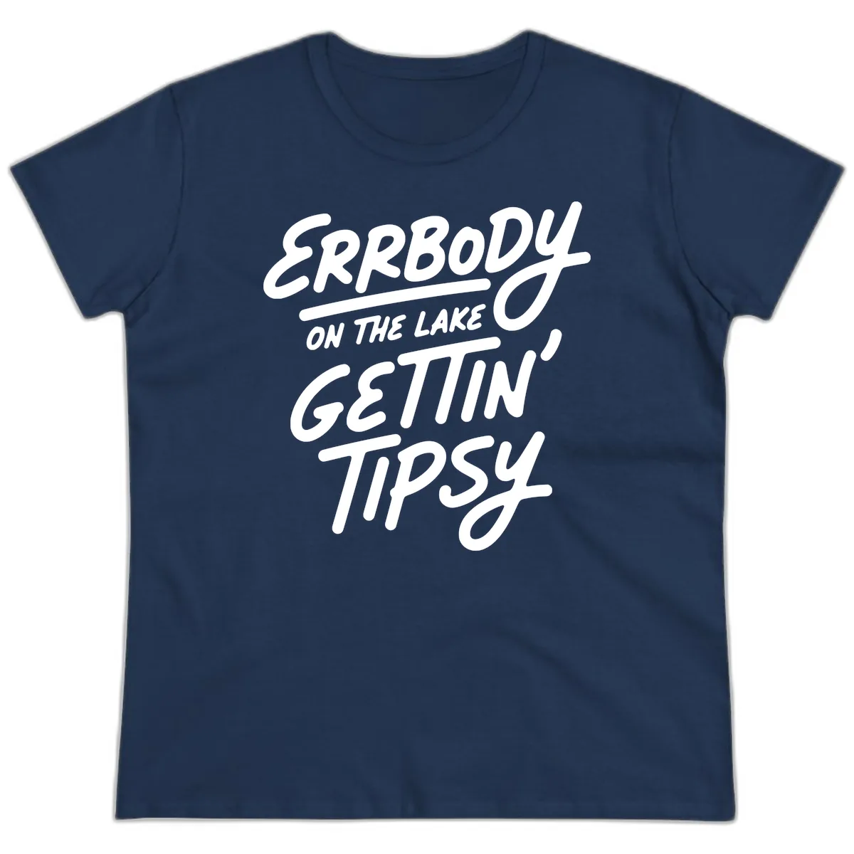 Errbody On The Lake Gettin Tipsy Ladies Tee in Navy