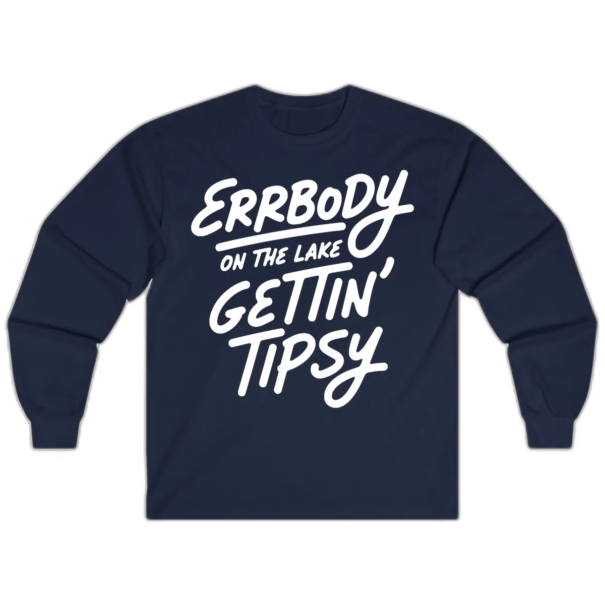 Errbody On The Lake Gettin Tipsy Long Sleeve in Navy
