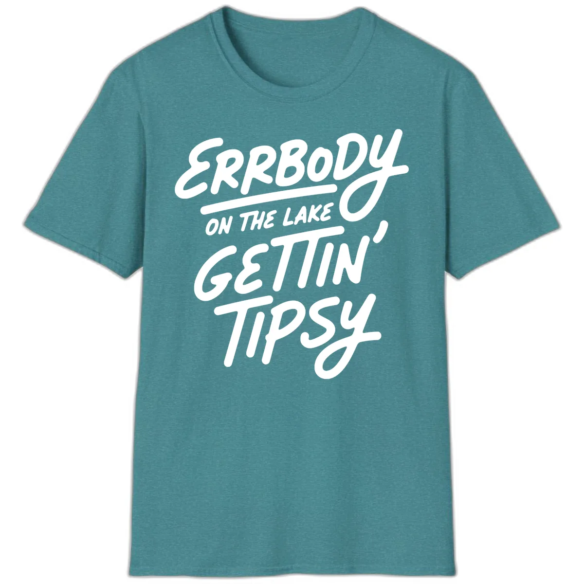 Errbody On The Lake Gettin Tipsy T-Shirt in Heather Galapagos Blue