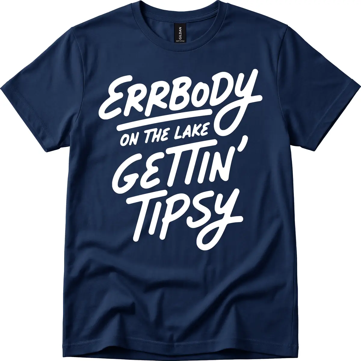 Errbody On The Lake Gettin Tipsy T-Shirt in Navy