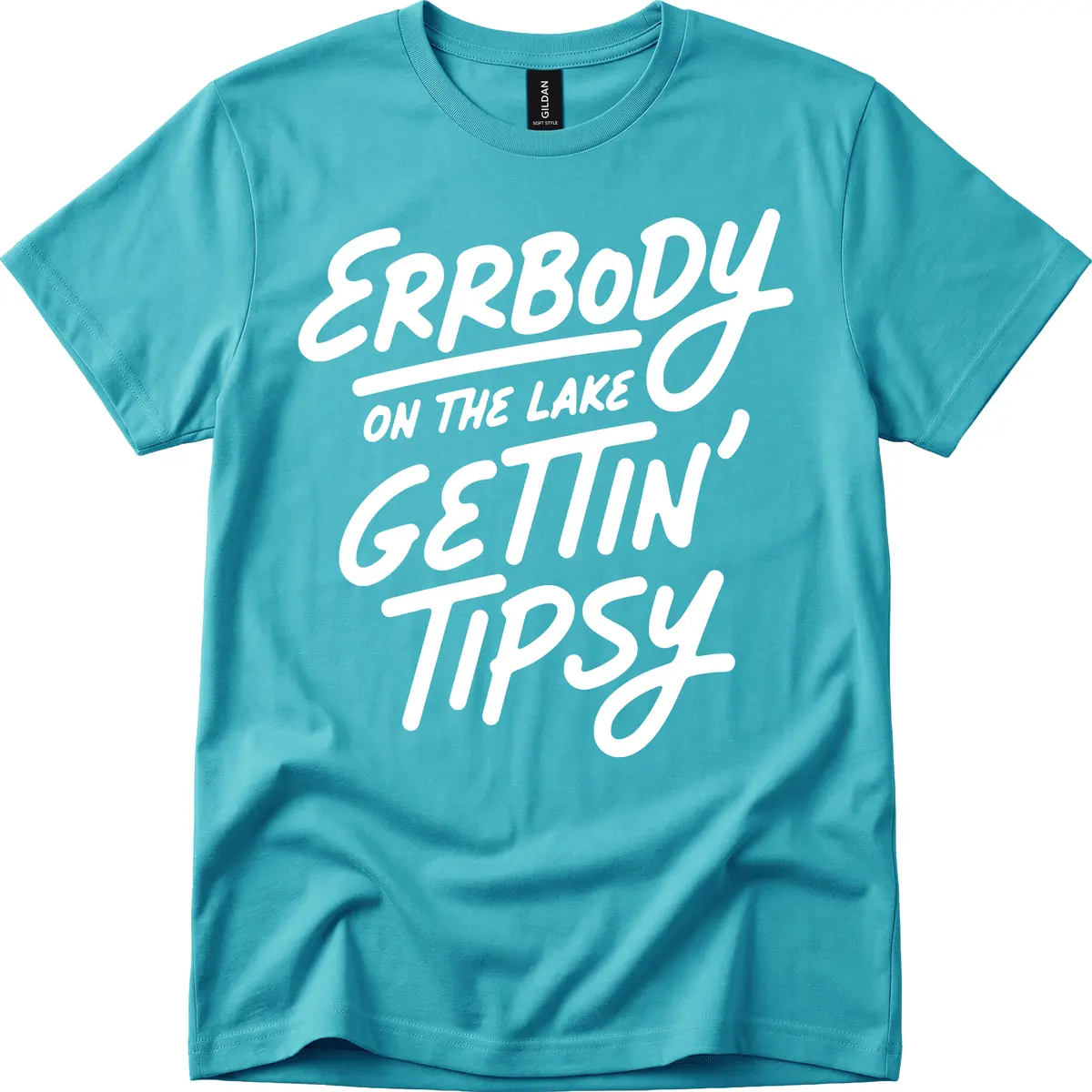 Errbody On The Lake Gettin Tipsy T-Shirt in Tropical Blue